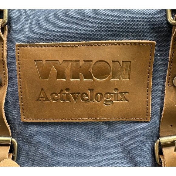 Vykon Activelogix Urban Edge Blue Canvas Brown Leather Travel Bag Handles Strap - Picture 5 of 16